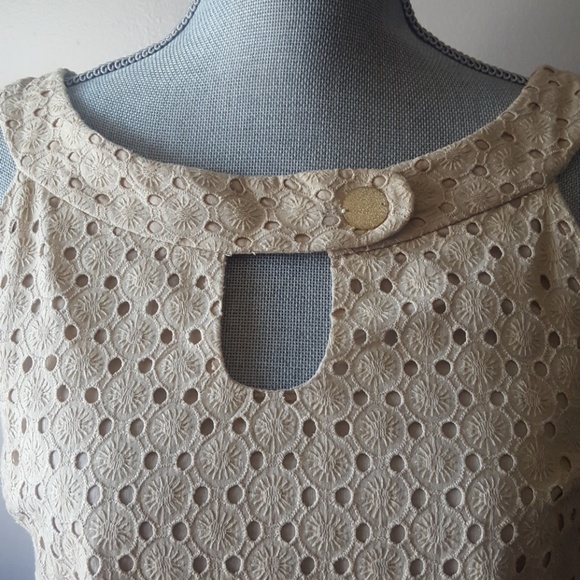 White House Black Market Sand Eyelet Shift Dress - Picture 3 of 7